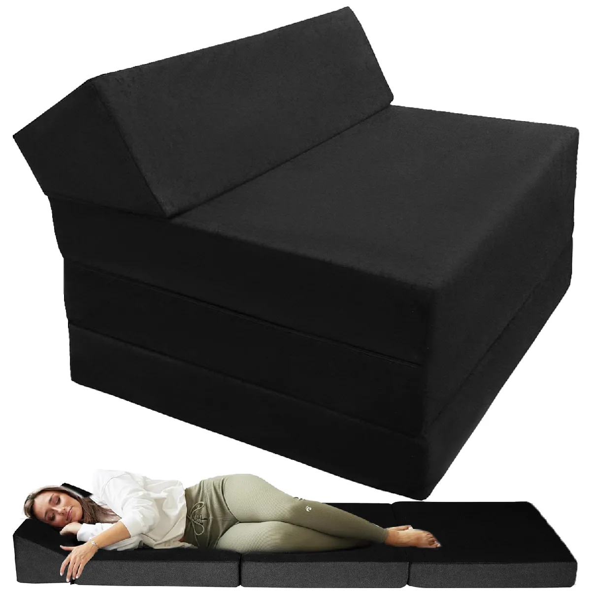 Sinlikon Noir Matelas Futon Pliant