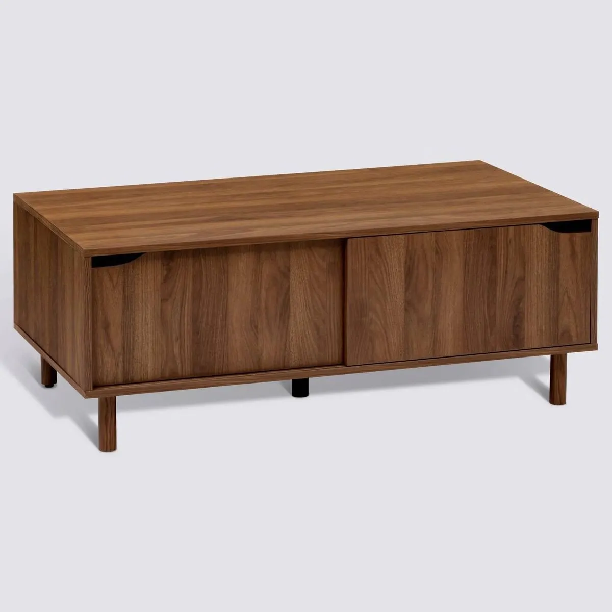Comparer les prix de Table basse avec 2 niches rangement et portes coulissantes - Longueur 108 x Profondeur 60 x Hauteur 42 cm