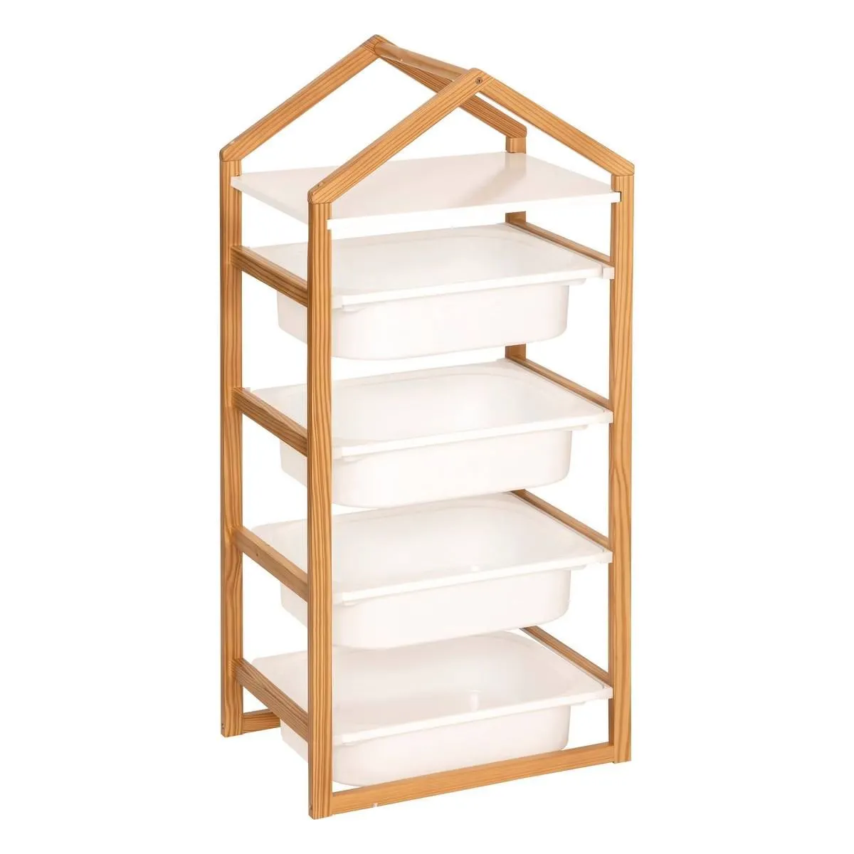 Pegane Bibliothèque enfant avec bacs - Naturel