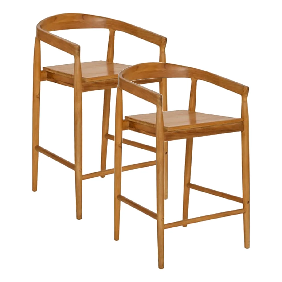 Pegane Lot de 2 tabourets de bar - Naturel