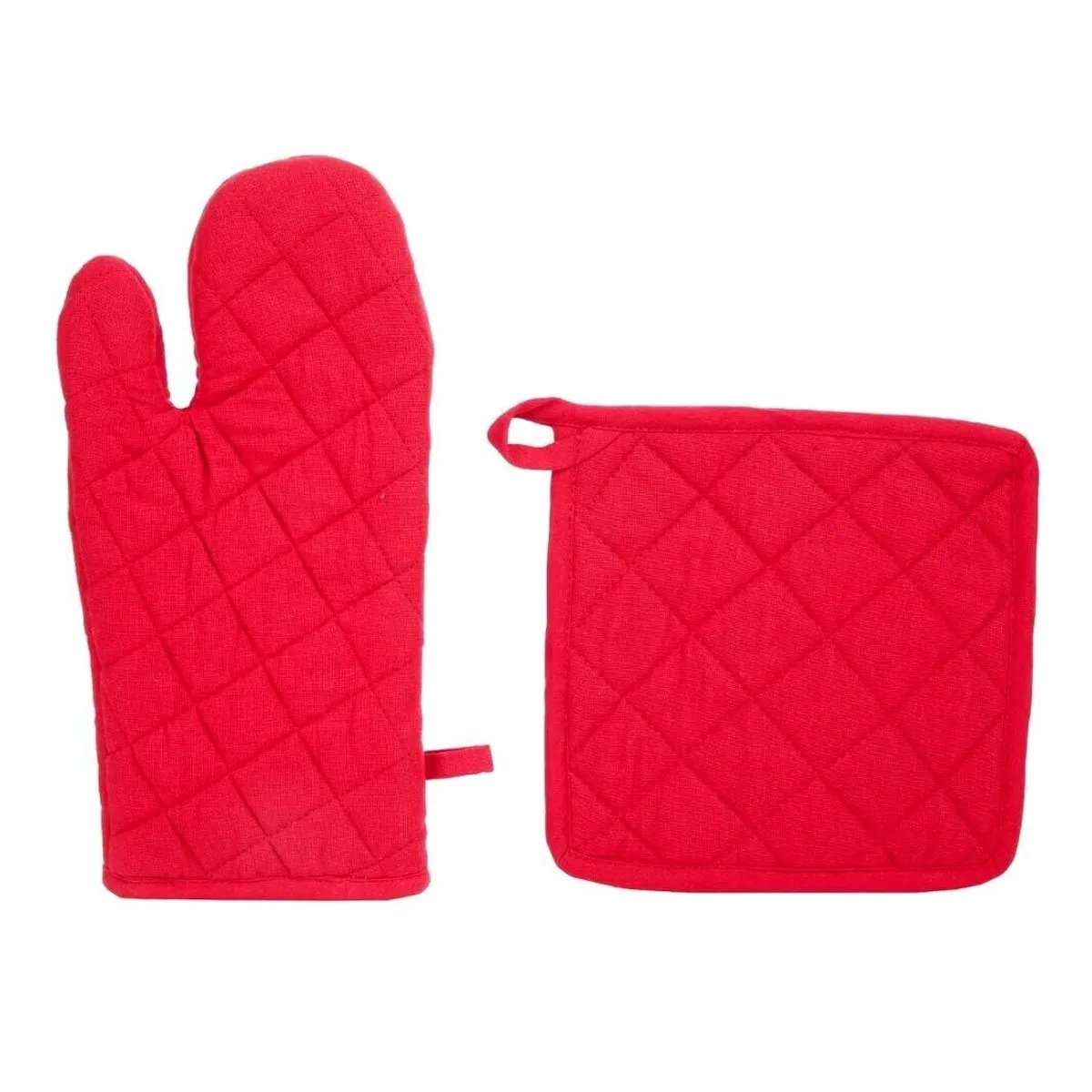 ATMOSPHERA Gant & Manique de Cuisine Coton 33cm Rouge
