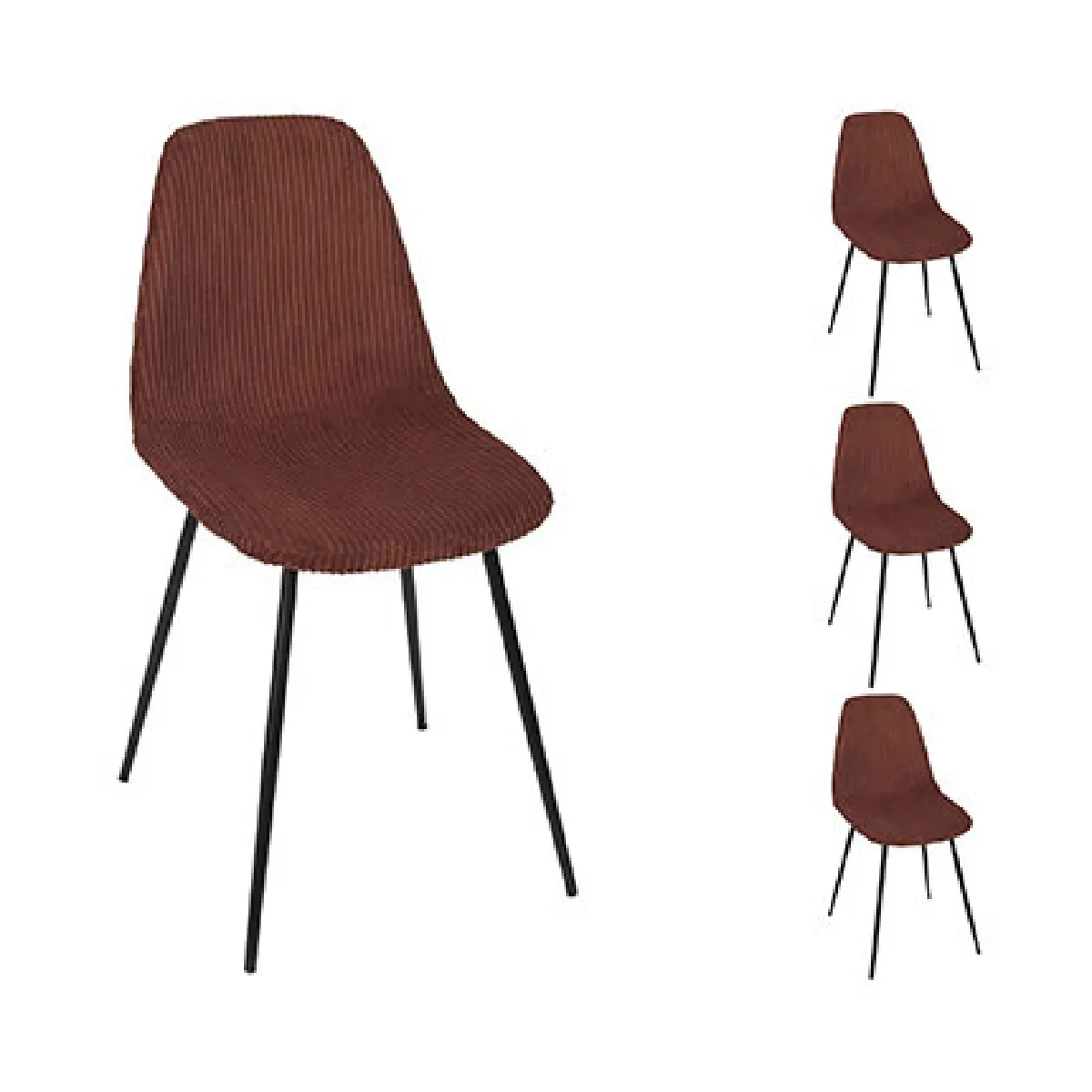 Lot de 4 chaises 54x45x85 cm en velours côtelé terracotta - TAKO