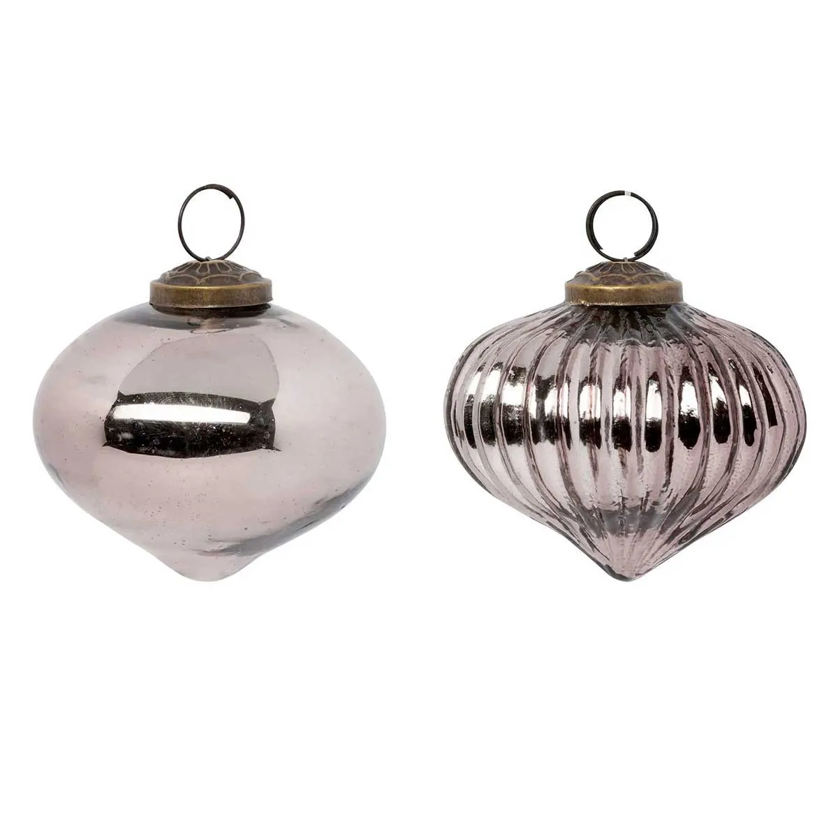 Lot de 2 Boules de Noël en Verre Goutte 8cm Marron