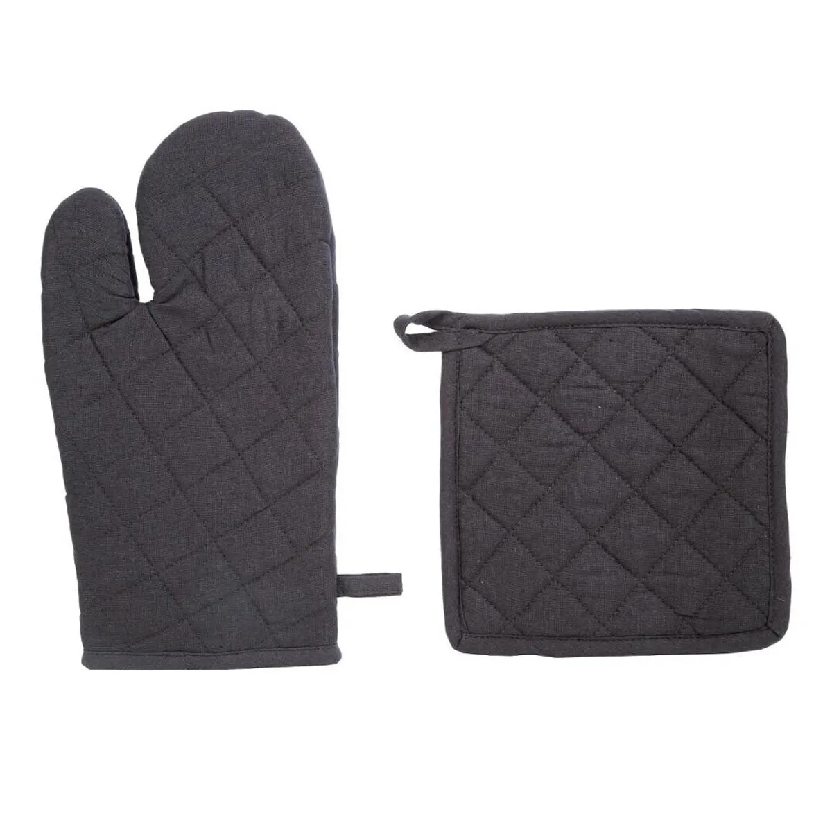 ATMOSPHERA Gant & Manique de Cuisine Coton 33cm Gris Fonc&eacute;