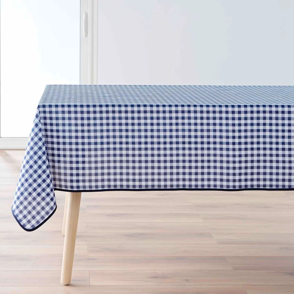 Nappe Antitache Imprimé Vichy 150x150cm Bleu