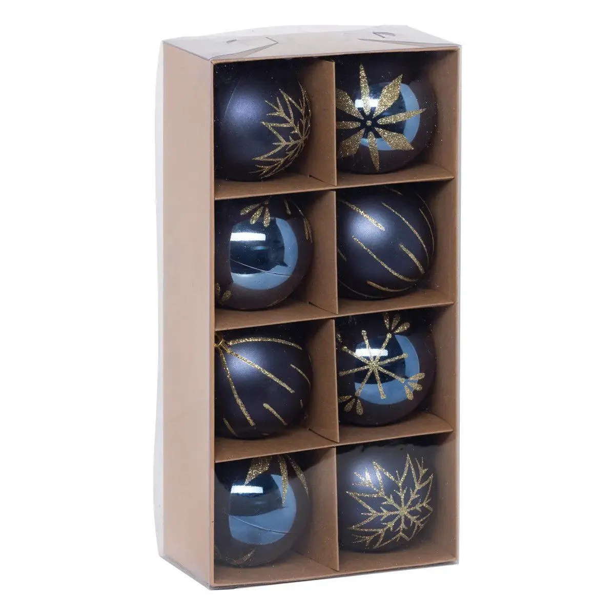 Lot de 8 Boules de Noël Maison des Couleurs 8cm Bleu & Or