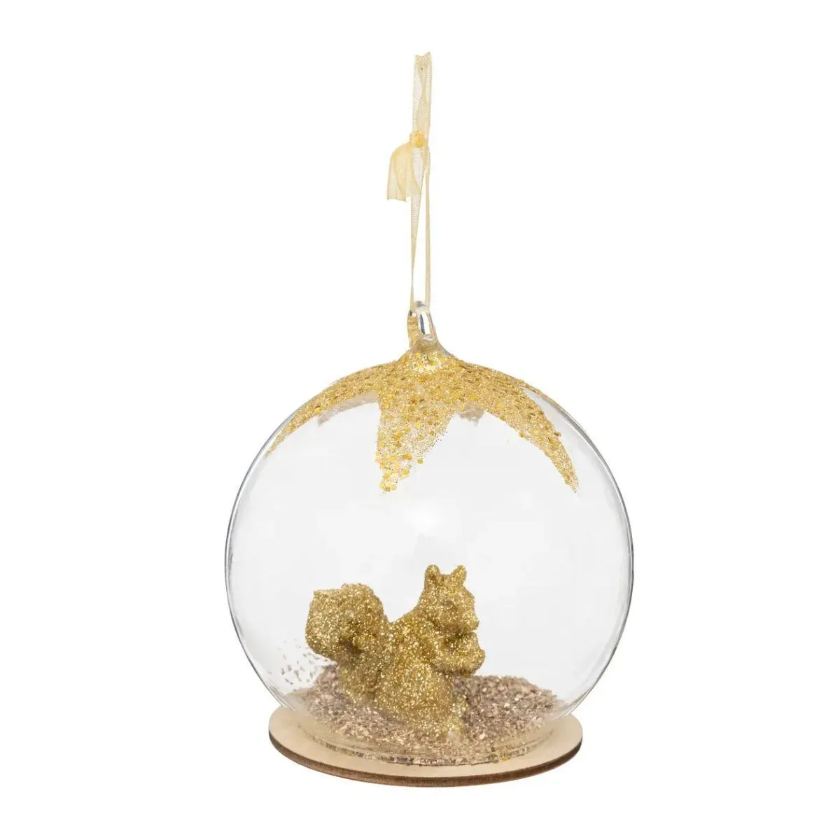 Atmosphera Créateur D'intérieur - Boule De Noël En Verre Ecureuil 8Cm Or - Image 2