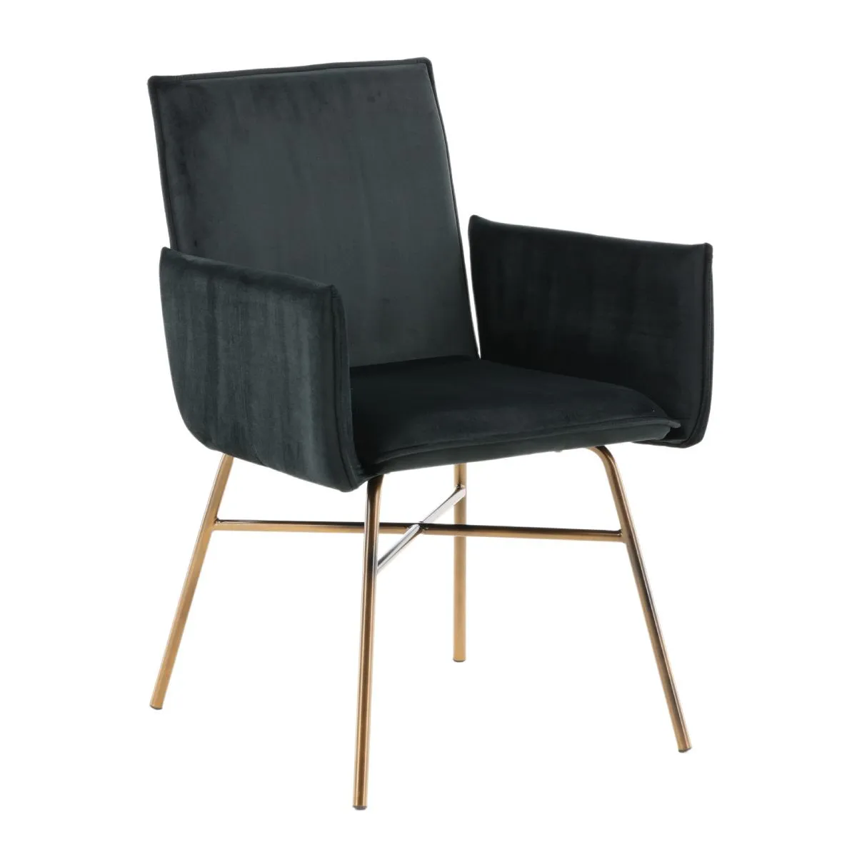 Chaise Design en velours Petra 87cm Noir & Cuivre