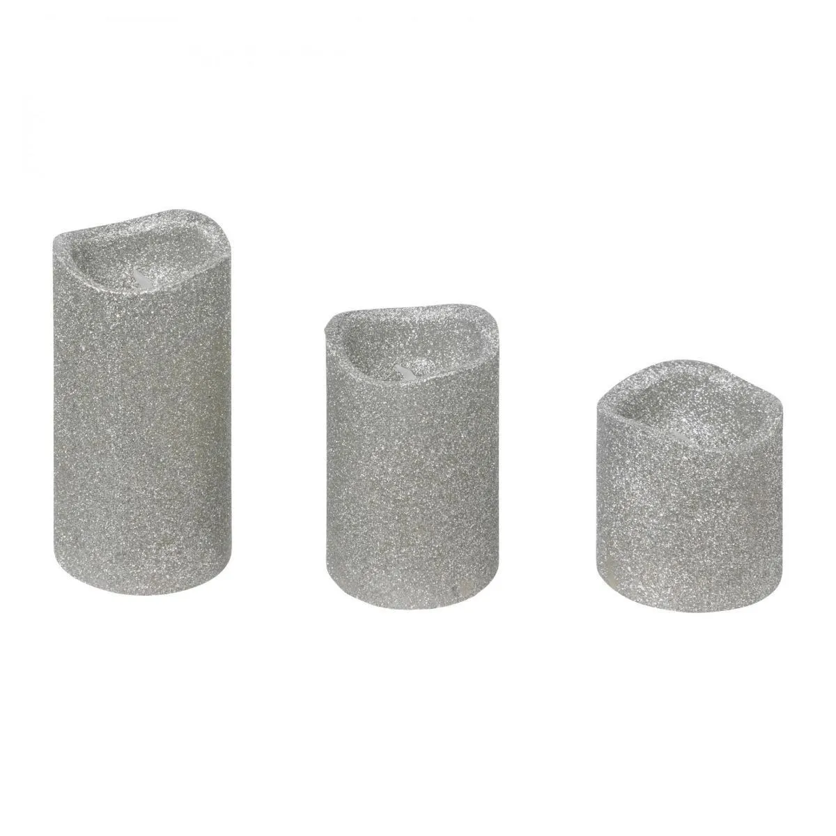 Atmosphera Argent Lot De 3 Bougies Led Paillettes 10Cm