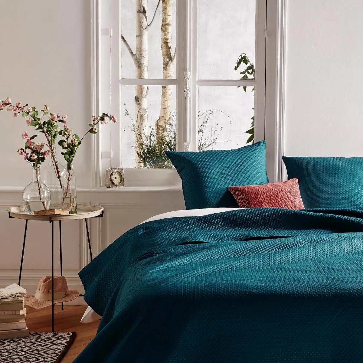 ATMOSPHERA Dessus de Lit & 2 Taies Dolce 240x260cm Bleu Canard