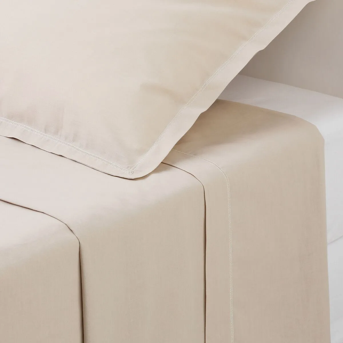 Drap Plat 1 Personne Percale 180x290cm Beige Lin