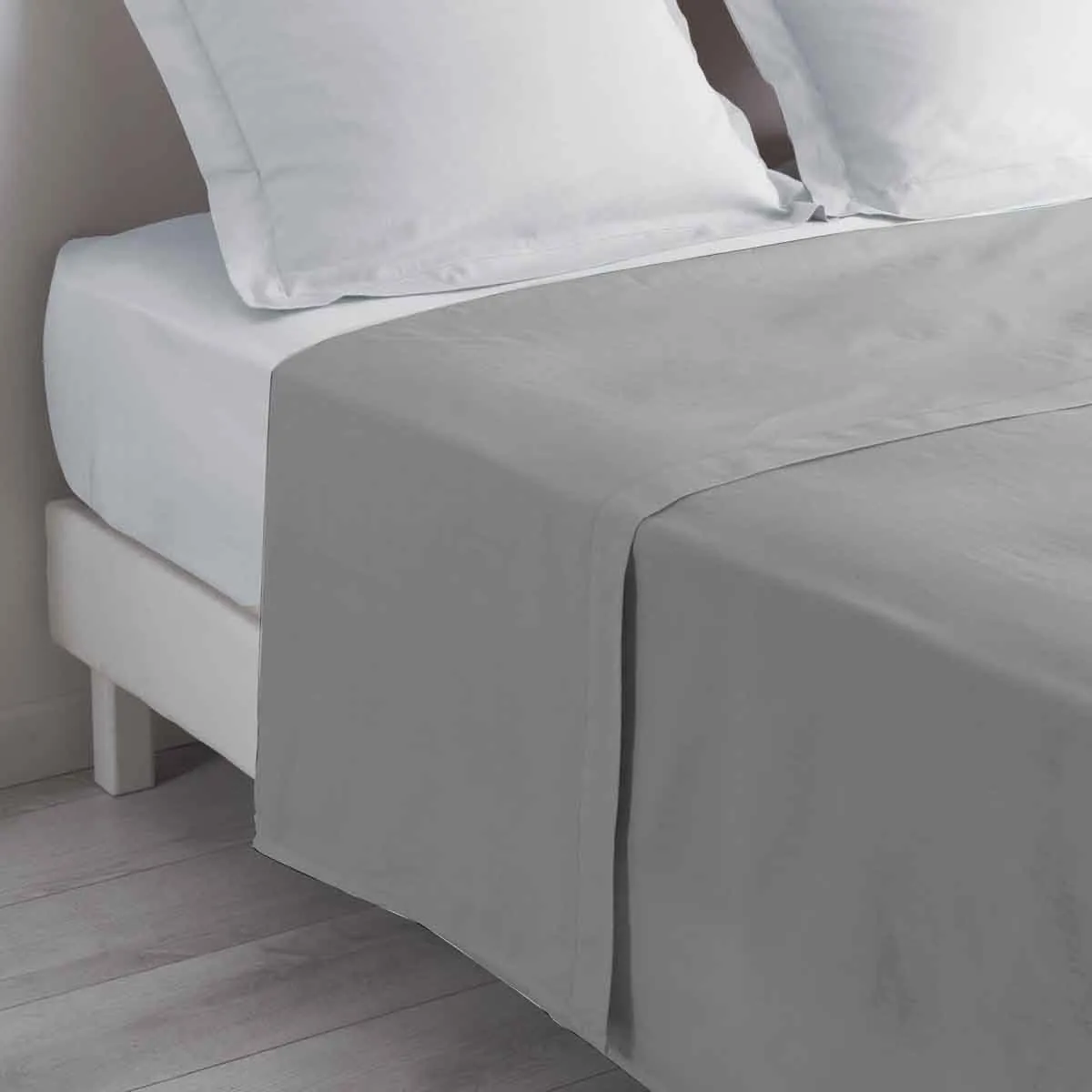 DOUCEUR D INTERIEUR Drap Plat en Coton Biolina 240x300cm Gris
