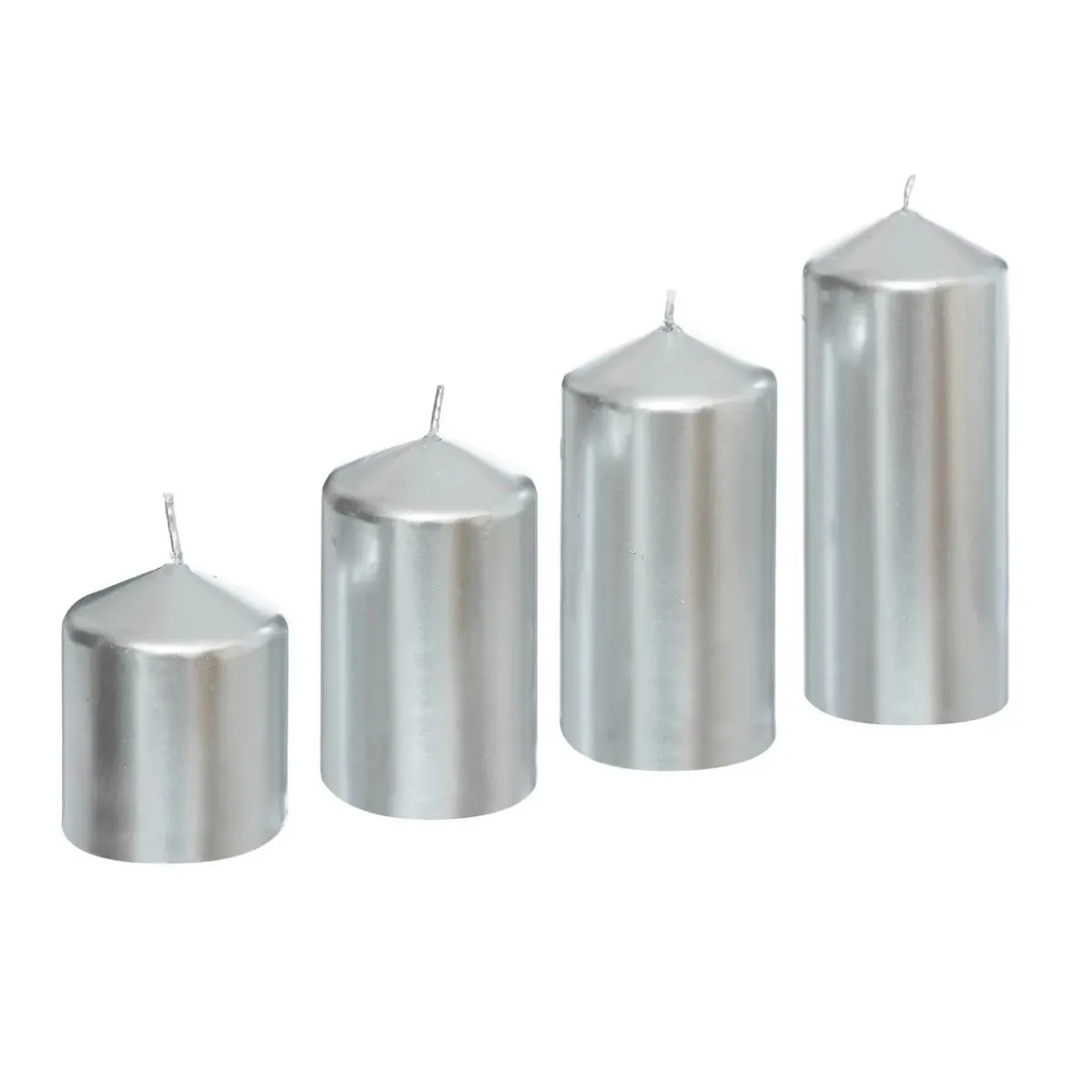 Atmosphera Argent Lot De 4 Bougies De L'avent Satin 12Cm