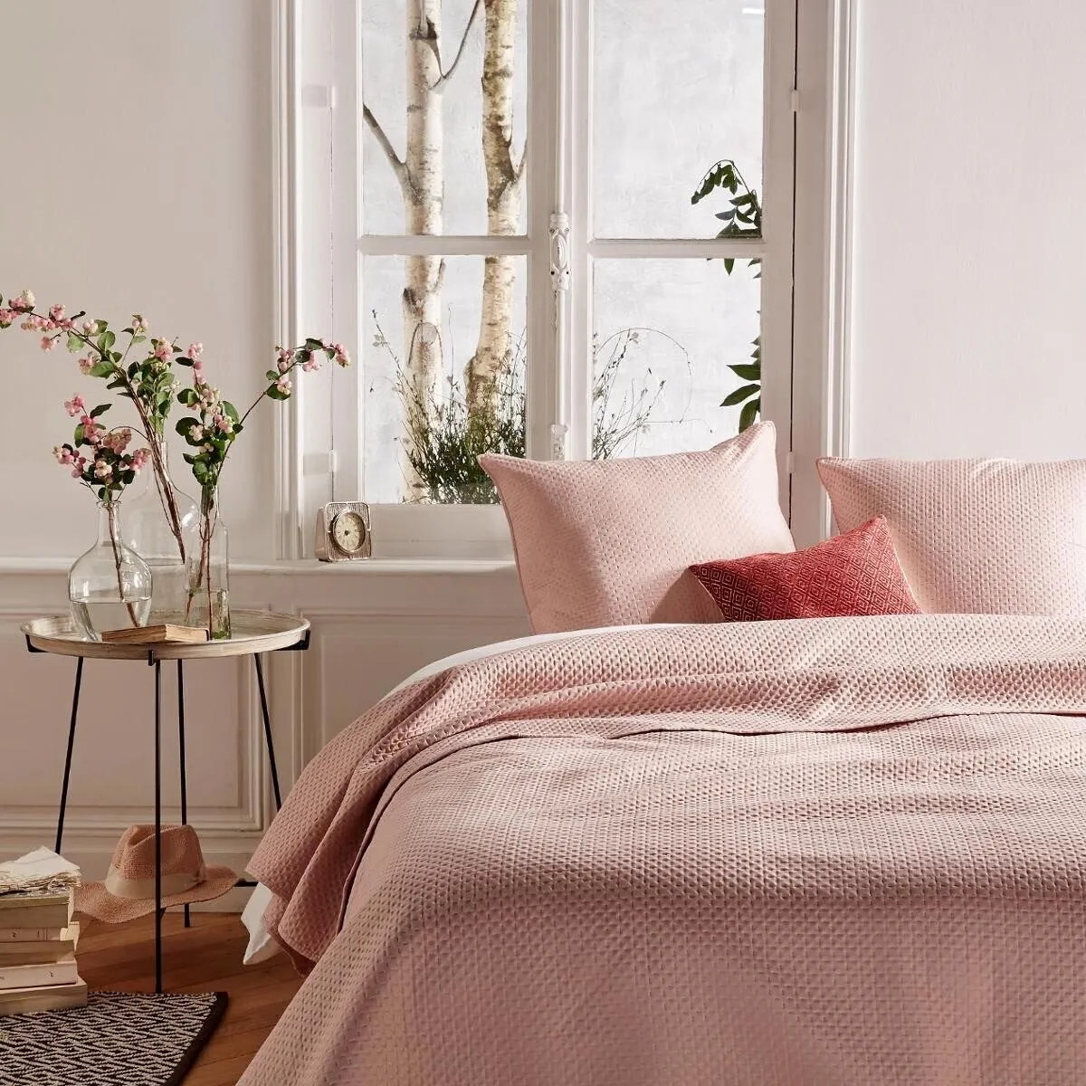 ATMOSPHERA Dessus de Lit & 2 Taies Dolce 240x260cm Rose
