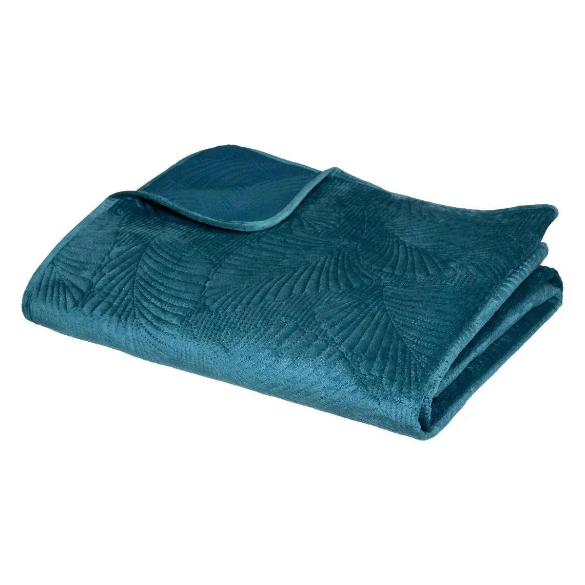 ATMOSPHERA Dessus de Lit Feuilles 240x260cm Bleu Canard