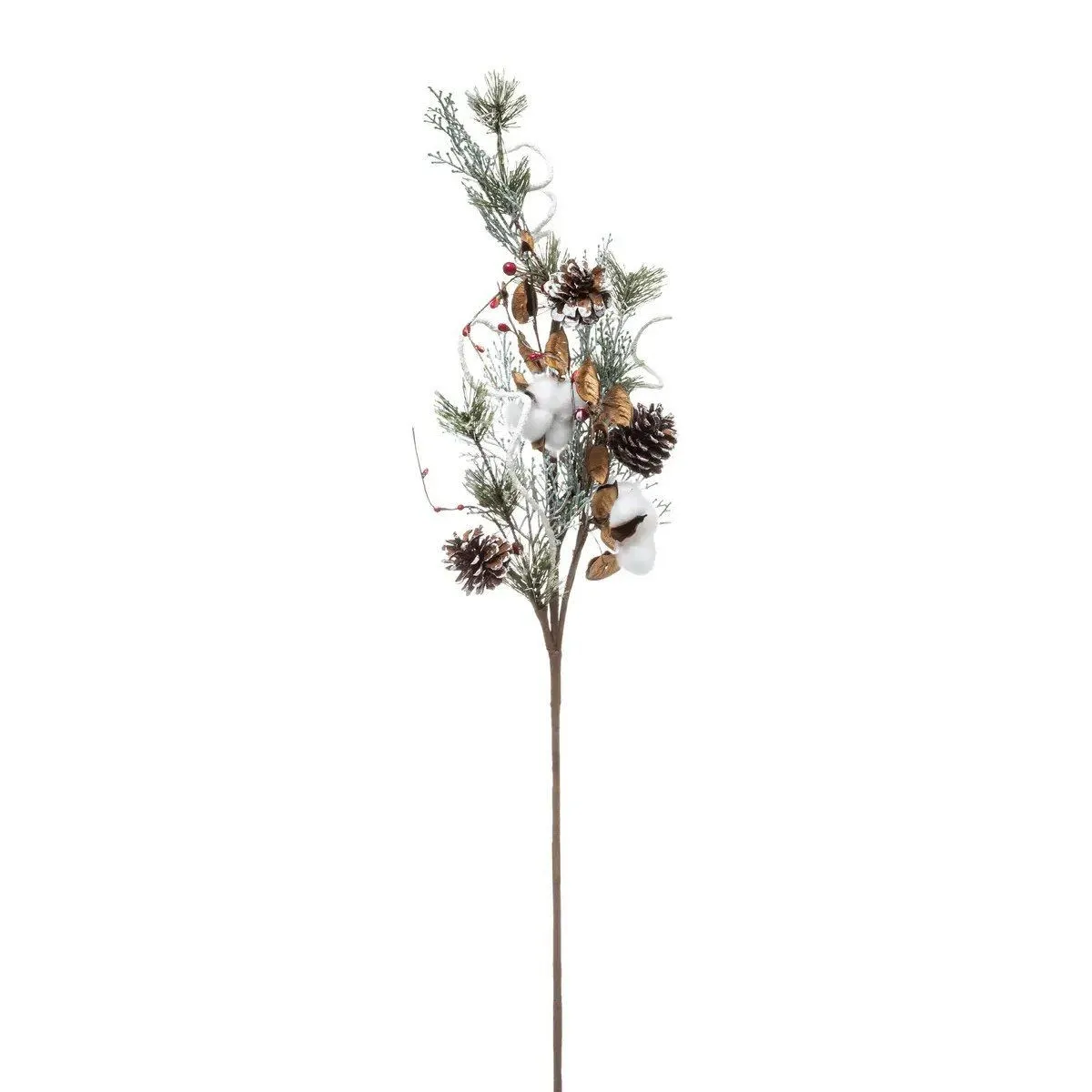 Atmosphera Branche Déco De Noël Coton & Baies 78Cm Multicolore