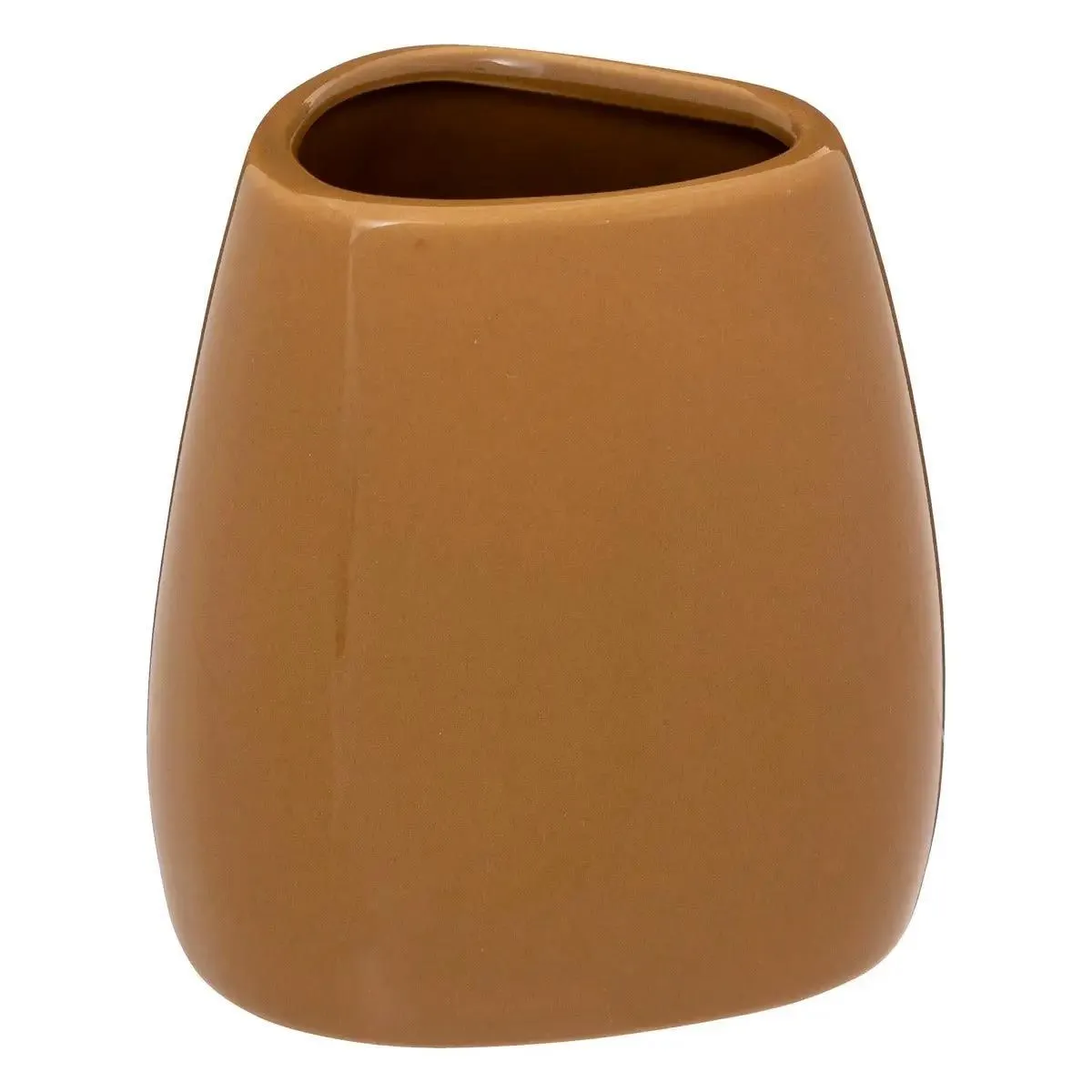 Gobelet Salle de Bain Galet 9cm Marron Tabac