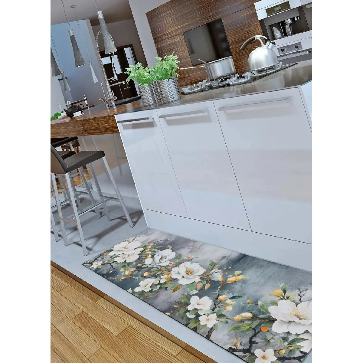 ATTICGO Tapis de cuisine fleurs RICCI 52x100 cm - vue 2
