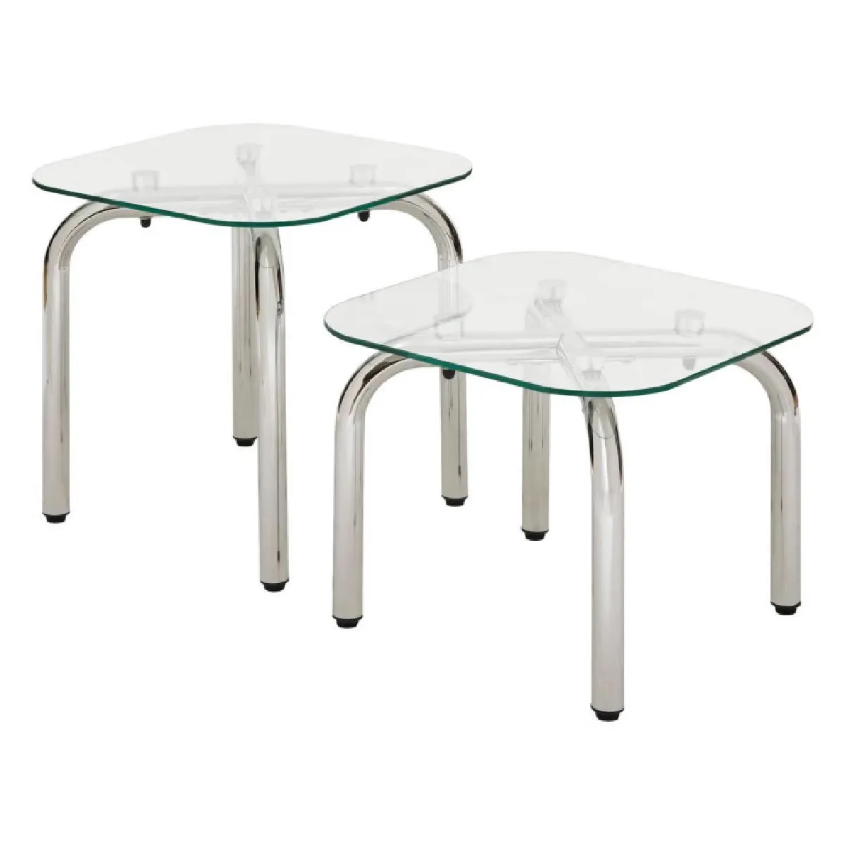 Atmosphera Lot De 2 Tables D'appoint - Transparent & Chromé
