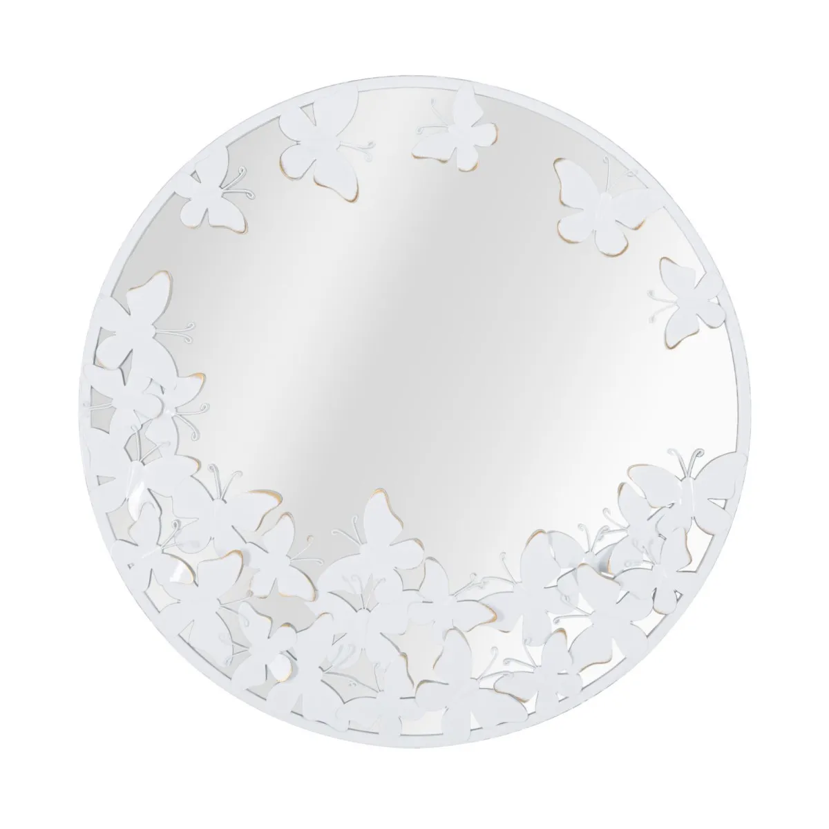 GENERIQUE - Miroir Mural Design Butterfly - Rond - 62cm - Blanc - Image 3
