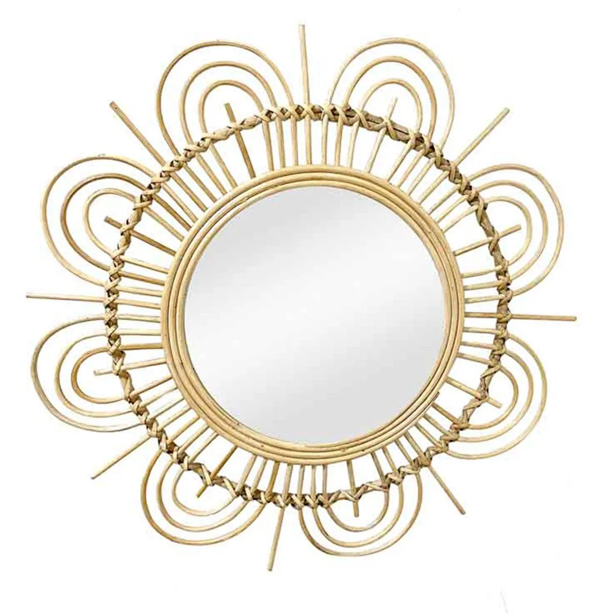 Paris Prix Beige Miroir Mural Rond En Rotin