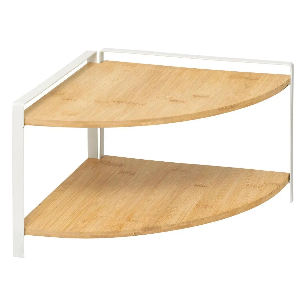 Étagère d'Angle 2 Niveaux en Bambou Ordera 29cm Naturel & Blanc