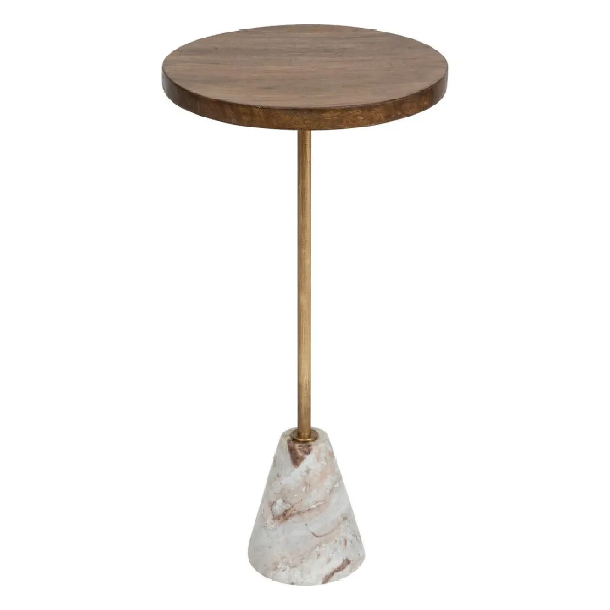 Atmosphera Marron/Blanc Table D'appoint Marbre Ronde - &