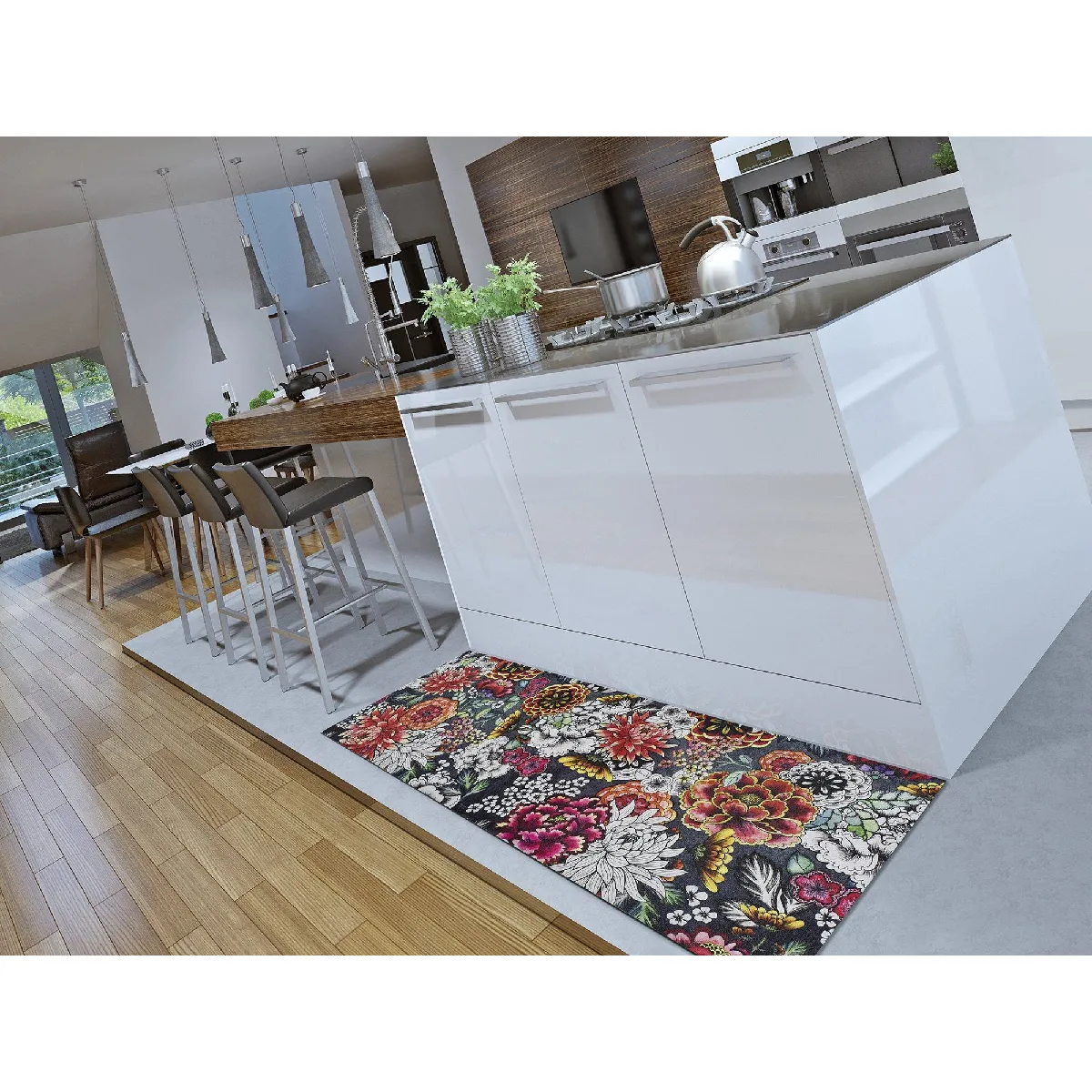 ATTICGO Tapis de cuisine fleurs RICCI 52x100 cm