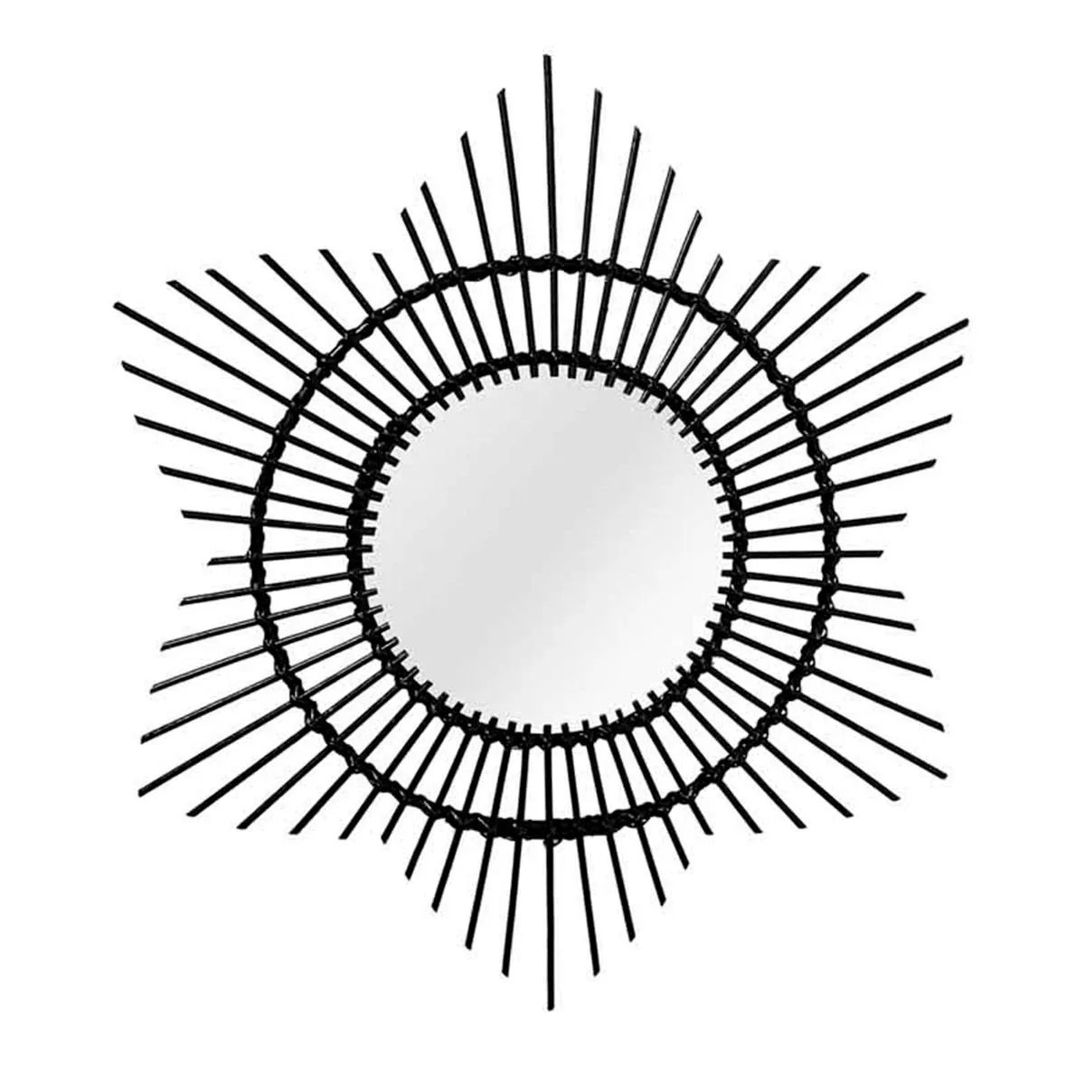 Paris Prix Noir Miroir Mural Rond En Rotin
