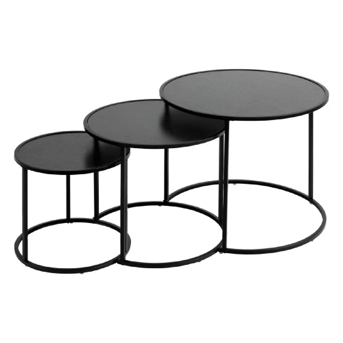 Atmosphera Noir Lot De 3 Tables D'appoint Gigognes