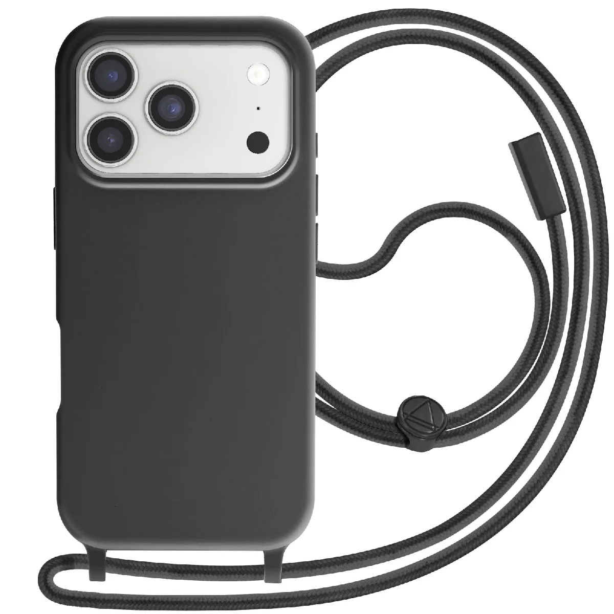 Avizar Noir Coque Pour Iphone 17 Pro Série Soft Touch Avec Cordon Tour De Cou - Image 2