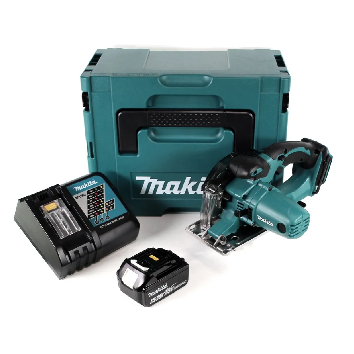 Makita DCS 552 RG1J Scie circulaire portative sur batterie 18 V pour métaux 136 mm en Makpac + 1x batterie 6 0 Ah et chargeur + lame de scie et lunettes de protection - vue 2
