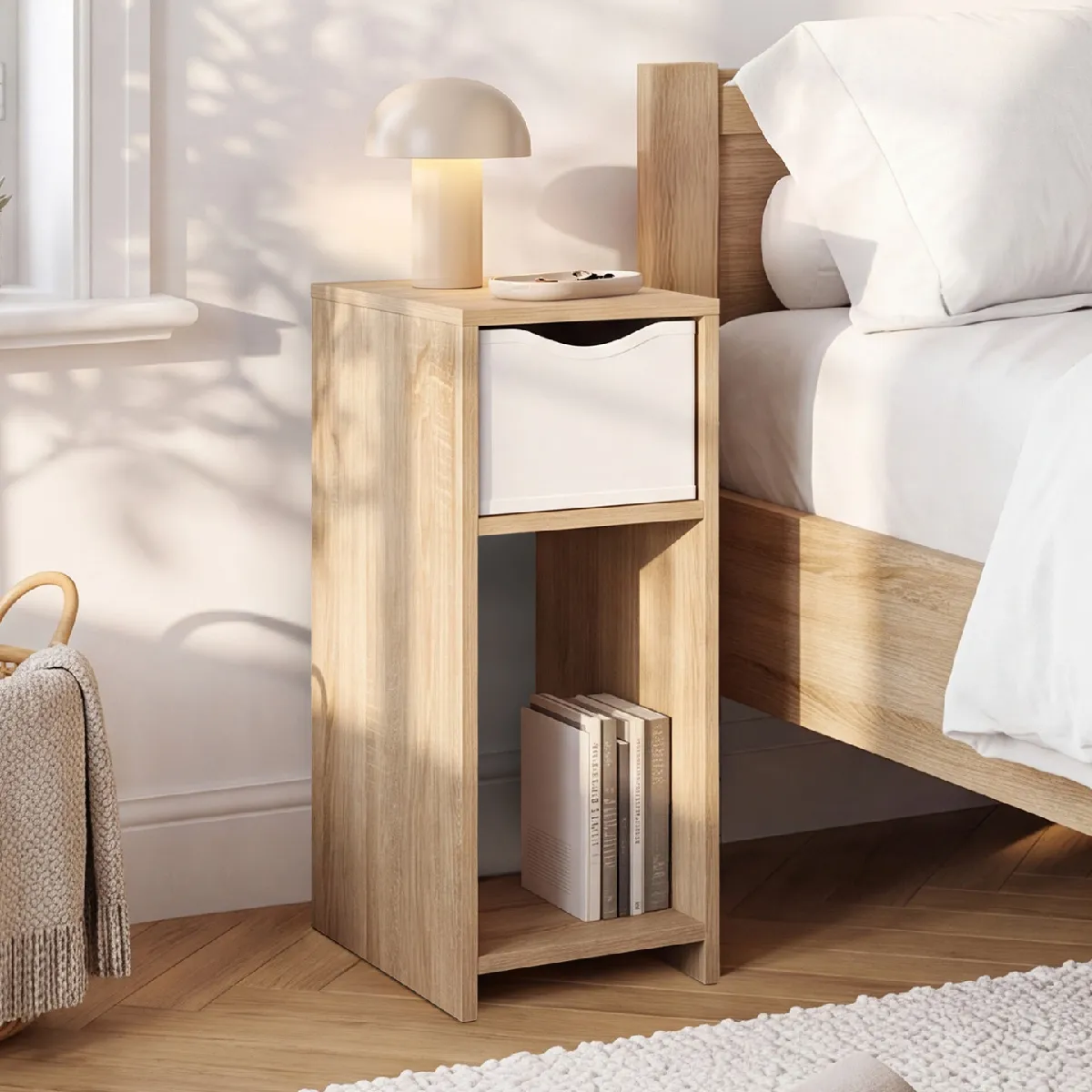 Idmarket Blanc Lot De 2 Tables De Chevet Étro