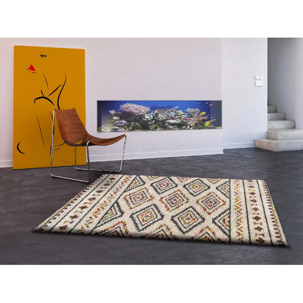 ATTICGO Tapis shaggy ethnique KASBAH 133x190 cm