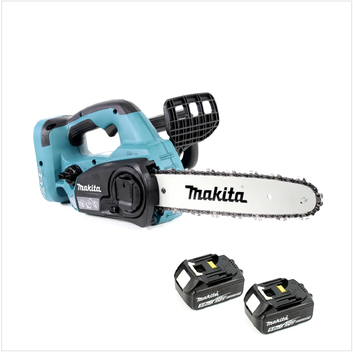 MAKITA  DUC 302 30cm Tron&ccedil;onneuse d'&eacute;lagage sans fil avec 2 x 18 V = 36 V de Puissance + 2x Batteries BL 1850 - sans Chargeur
