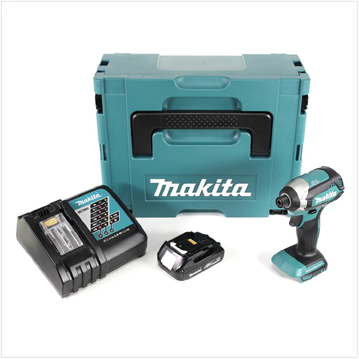 Makita DTD 153 Y1J D Clé à choc sans fil 18 V en Makpac + 1x BL 1815 N 1 5 Ah batterie Li Ion + 1x DC 18 RC chargeur de batterie