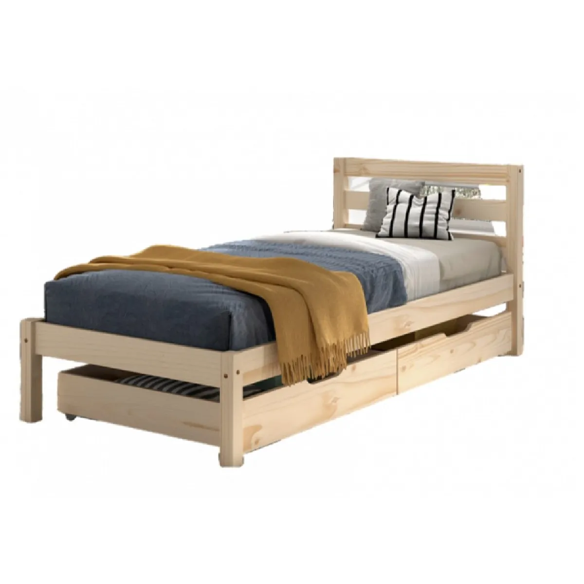 Lit PINO naturel 90x200 - Sommier + tiroirs Lit PINO naturel 90x200 - Sommier + tiroirs