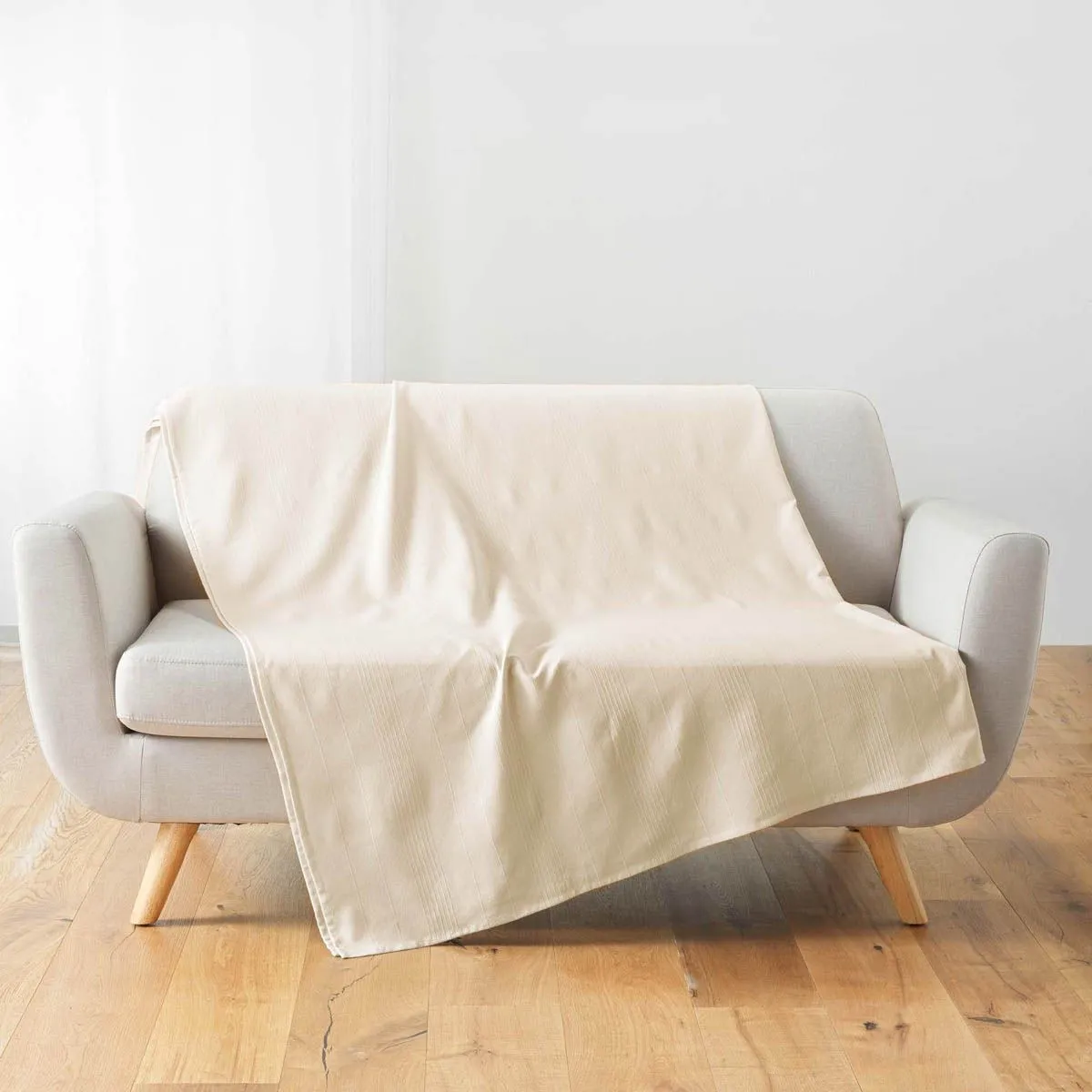 DOUCEUR D INTERIEUR Plaid Uni en Coton Lucile 220x240cm Naturel