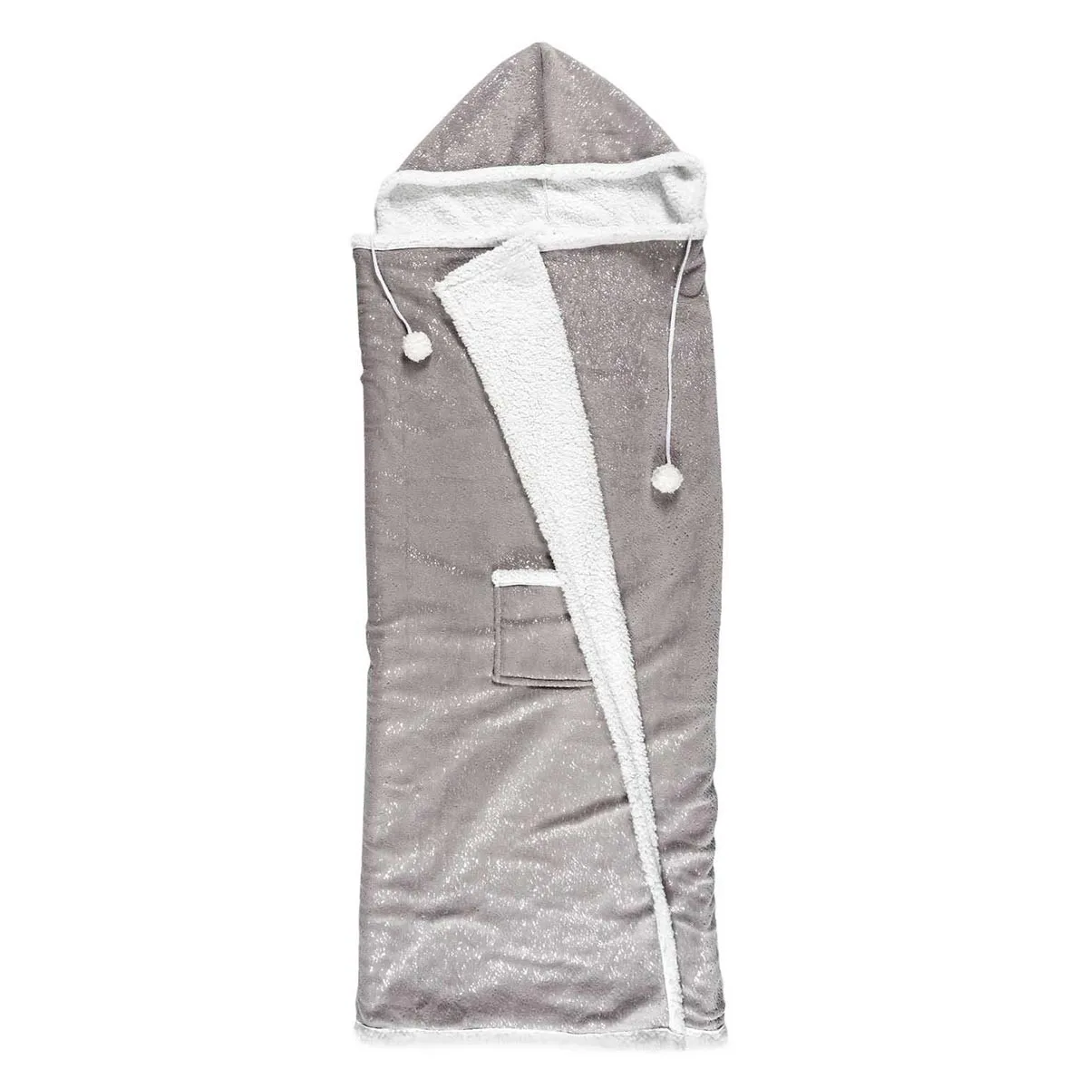 Plaid Sweat Poncho Sherpa 130x170cm Gris