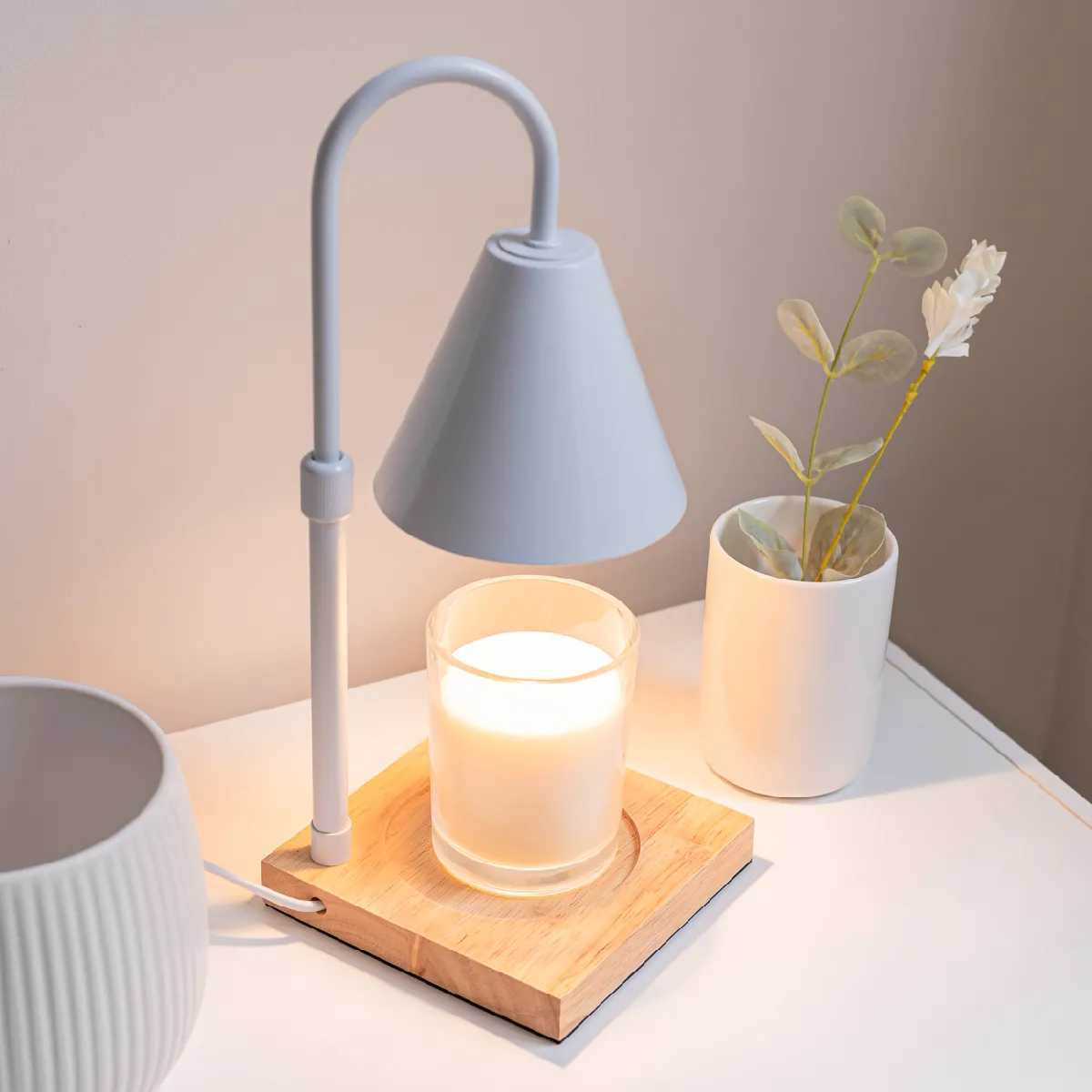 Lampe chauffe-bougie parfumée avec minuteur, hauteur réglable et intensité variable – Cadeau d'anniversaire pour femme/maman, décoration d'intérieur, essentiels pour chambre à coucher (rose