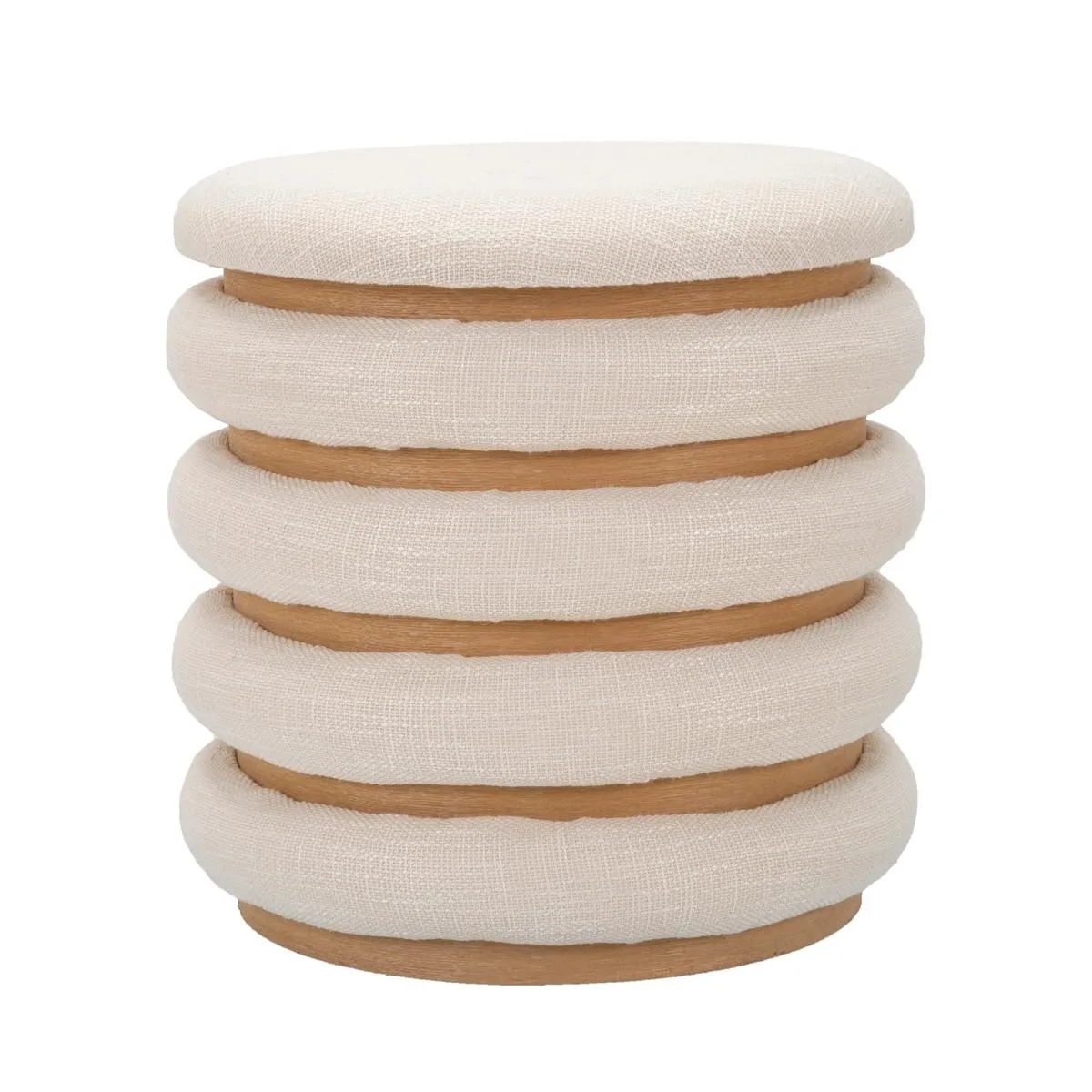 Mauro Ferretti Beige Pouf De Rangement Rond
