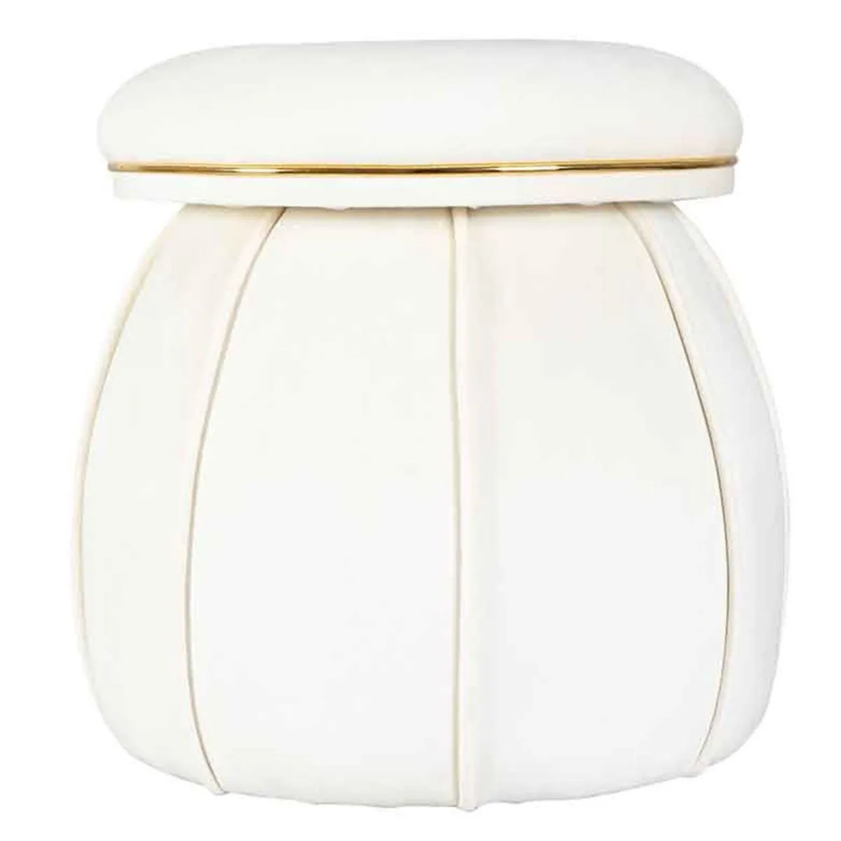 Tabouret Rond Design Corin 55cm Ivoire & Or