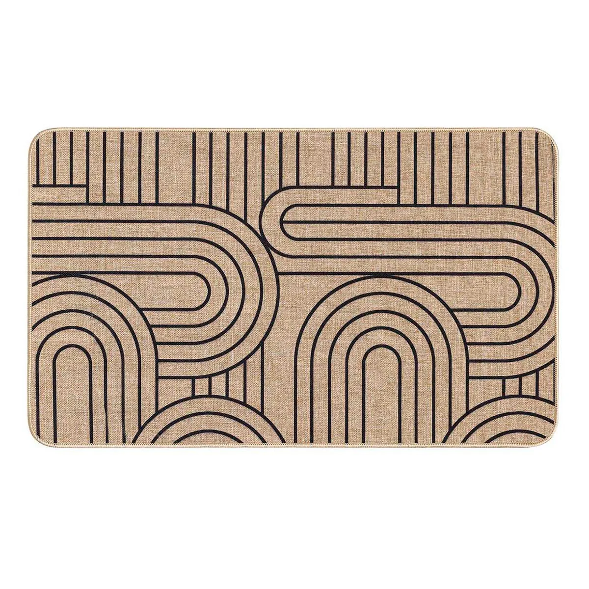 Generique Noir Tapis Déco Imprimé "Modul" 45X75cm Naturel & - Image 2