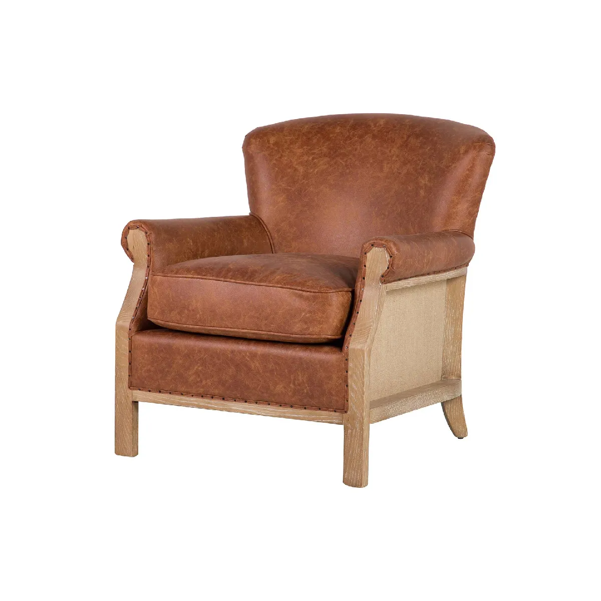 Alexandra house living Fauteuil campagne tissu - Marron