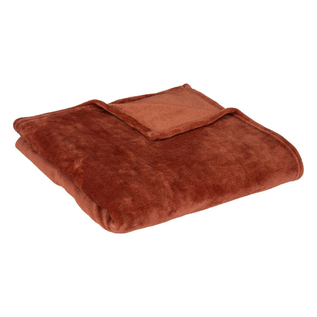 Atmosphera Plaid Doux Uni Flanel 130X180cm Terracotta