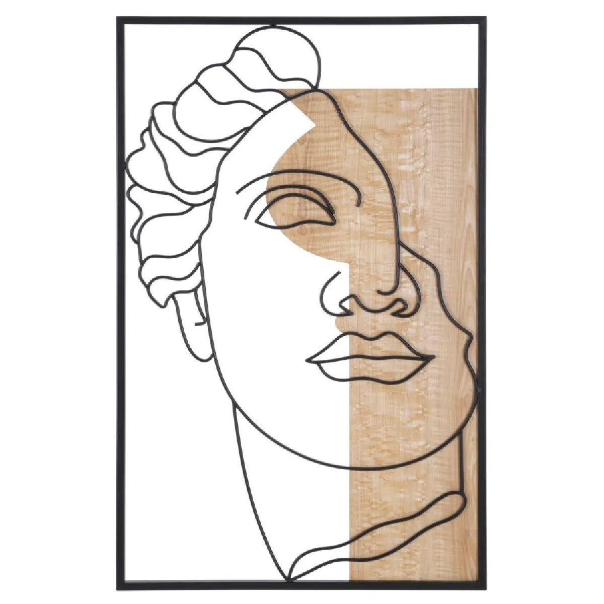 Generique Noir Décoration Murale Encadrée "David Face" 80Cm Naturel & - Image 2