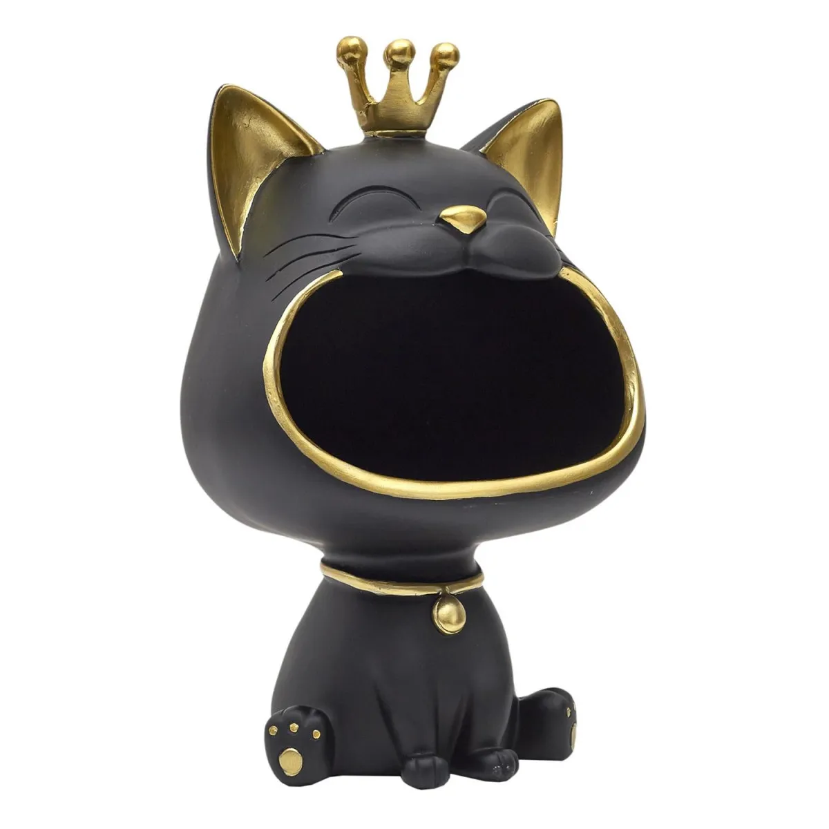 The Home Deco Factory Noir Vide-Poche Statue Chat 25Cm