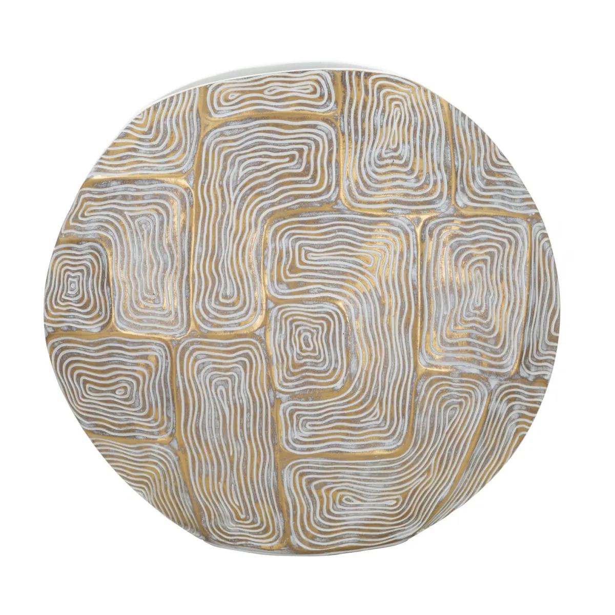 GENERIQUE - Vase Elips - Motifs Géométriques - 34.5cm - Or et Blanc - Image 3