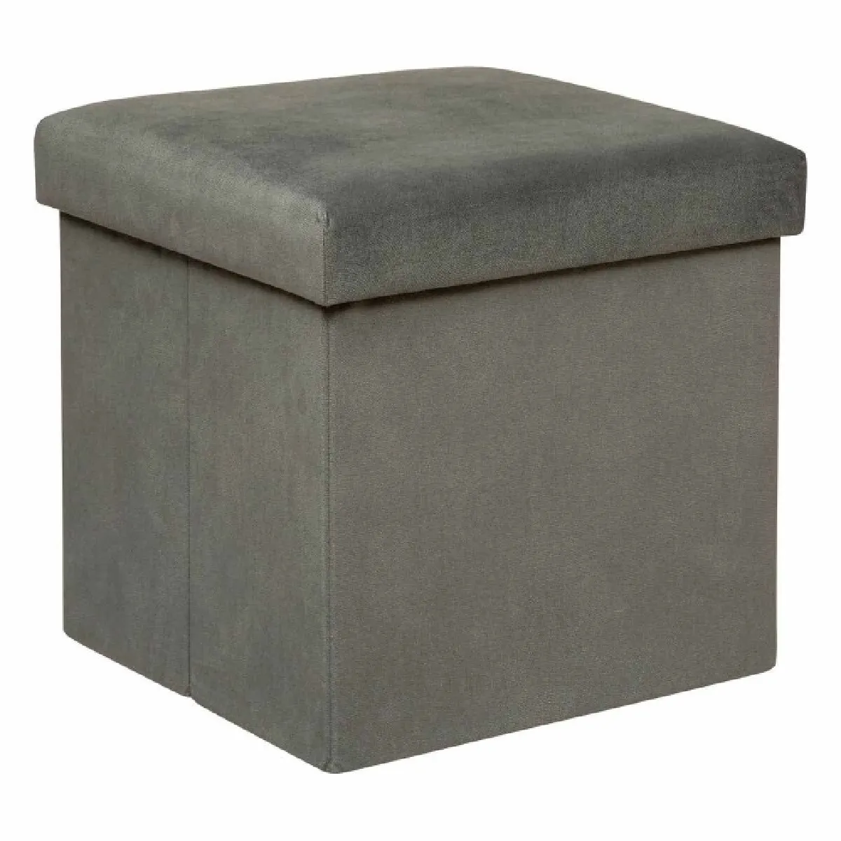 Atmosphera Pouf coffre pliable velours - Gris