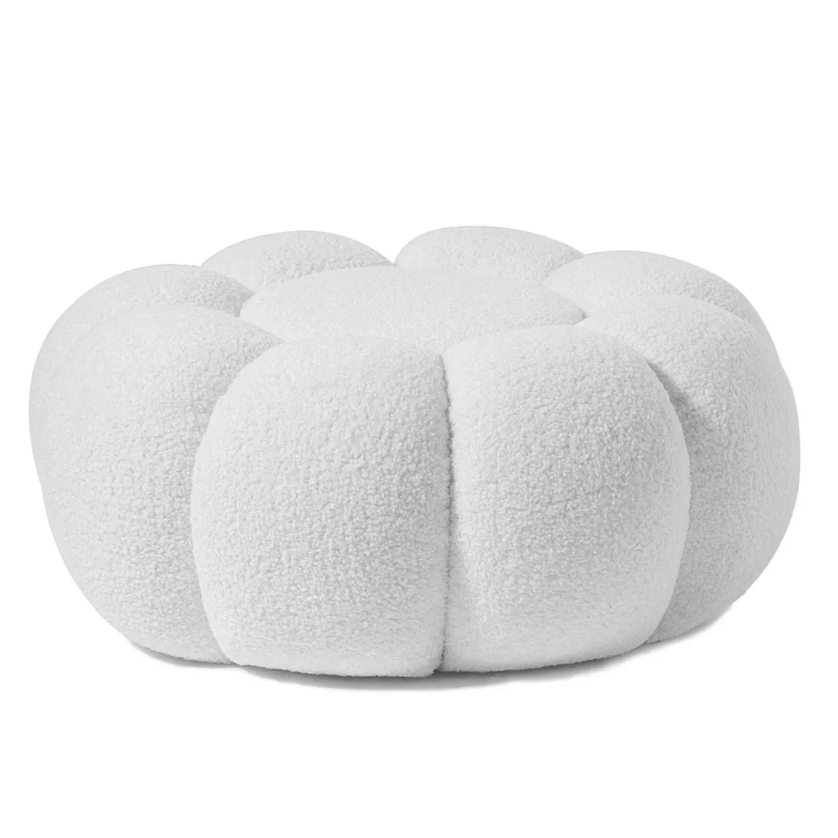 Paris Prix Blanc Pouf Design Fleur Bouclette 61Cm